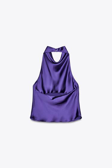 TOP HALTER SATINÉ - Violet de Zara - Image 3