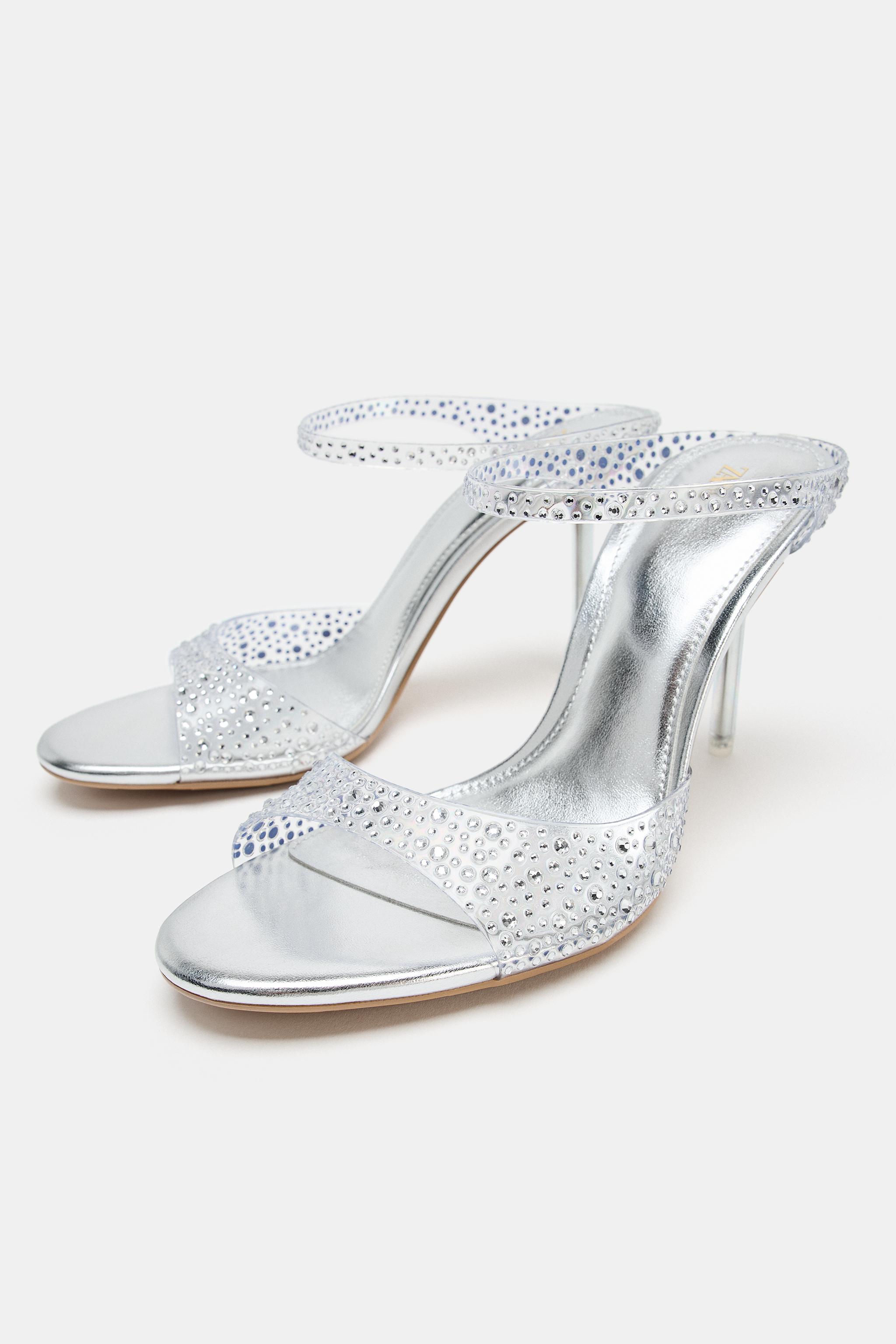 Женские сандалии Zara VINYL HEELED SANDALS — фото 4