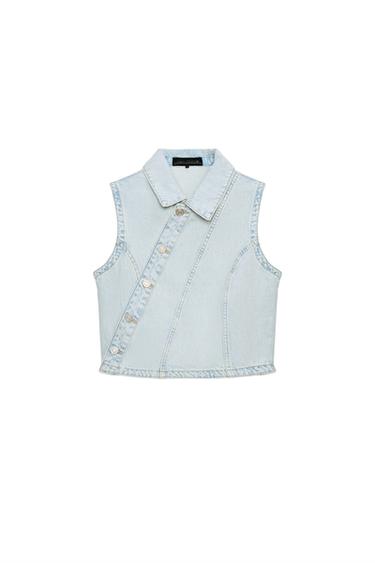 Z1975 DOUBLE-BREASTED DENIM WAISTCOAT - Light blue by Zara