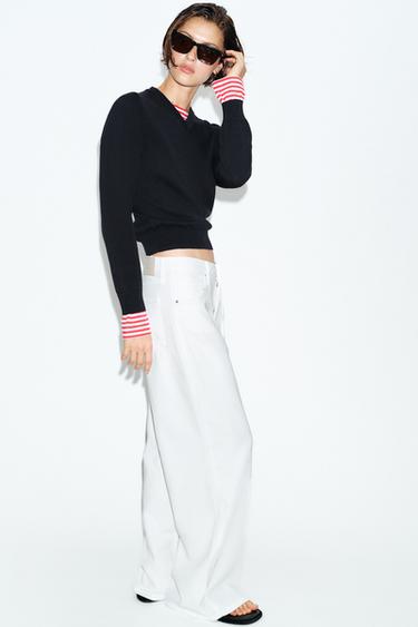 STRIPED COMBINED KNIT JUMPER - Navy blue by Zara - Image 3