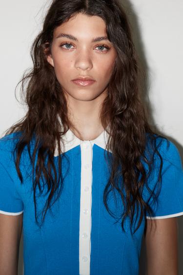 KNIT SHIRT DRESS - Blue by Zara - Image 2