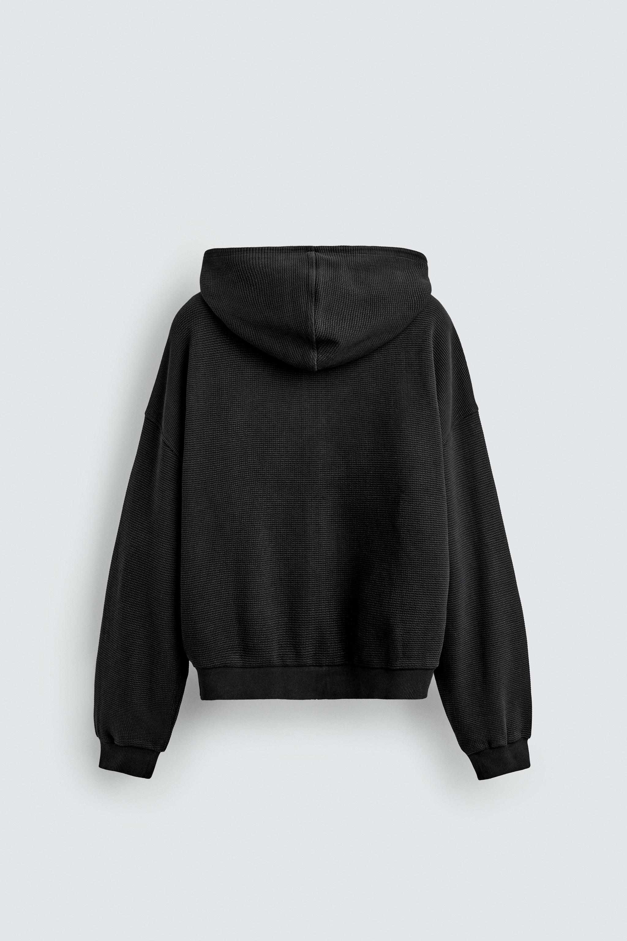 HOODIE WAFFLE DÉLAVÉ À CAPUCHE