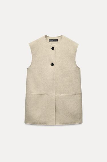 ДЛИННЫЙ МЯГКИЙ ЖИЛЕТ — ЭКРЮ от Zara — изображение 0