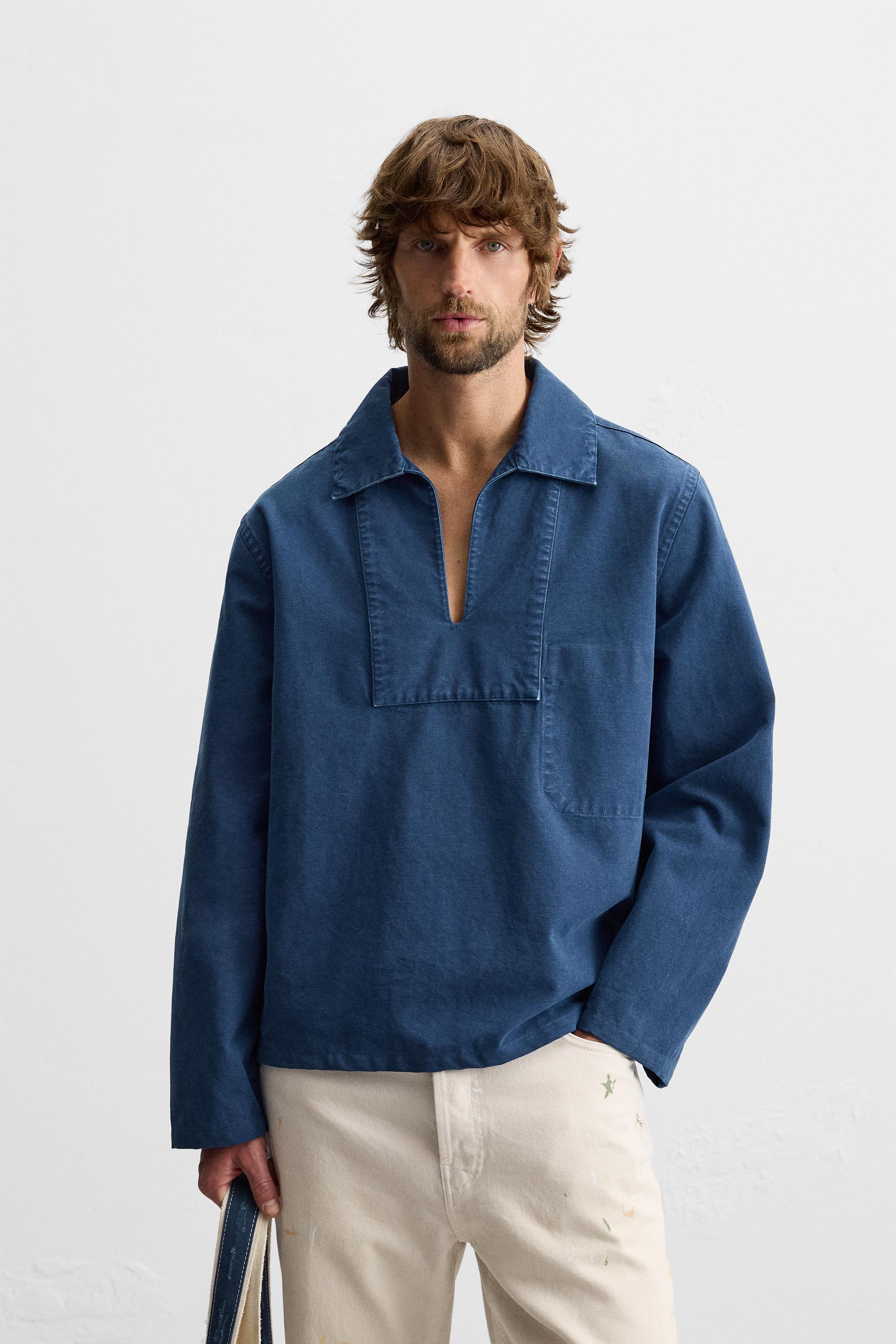 新品【ZARA】9598/426 XL/ウォッシュ インディゴダイ ジャケット