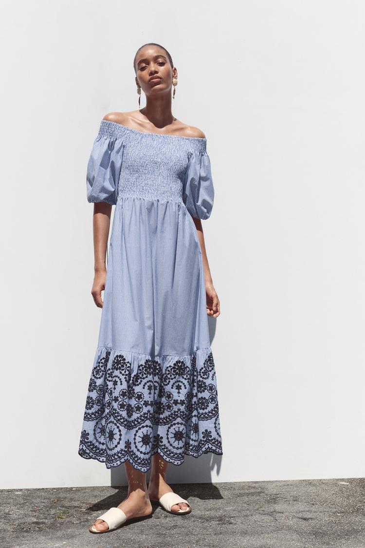 Vicolo Vestito A Righe Blu E Bianco Vicolo Abito Chemisier Bianco