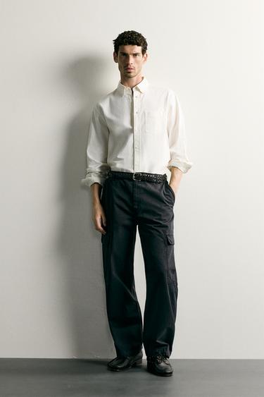 REGULAR FIT TEXTURED OXFORD SHIRT - Yellow by Zara - Image 0