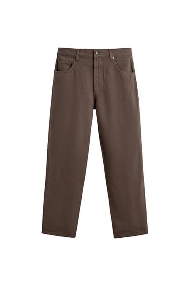 JEANS STRAIGHT FIT LAVADO - Marrón / Topo de Zara