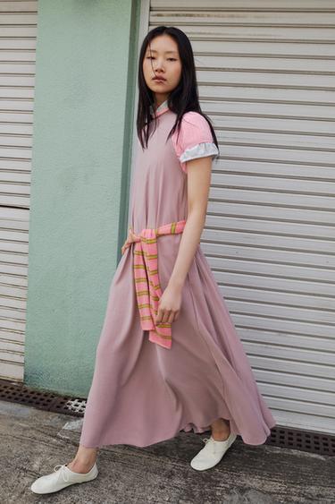 LONG FLOWING DRESS - Dusty mauve by Zara