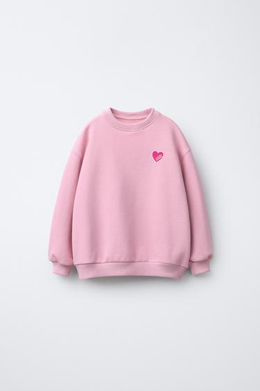 Zara BASIC HEART SWEATSHIRT - Pink