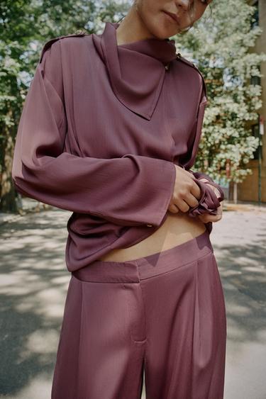 FLOWING WIDE-LEG TROUSERS - MARSALA by Zara