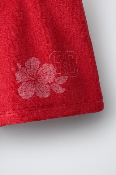 HIBISCUS TERRY BERMUDA SHORTS - Red by Zara - Image 3