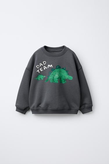 Zaras SWEATSHIRT MED DINOSAURIETRYCK - Grå - Bild 0