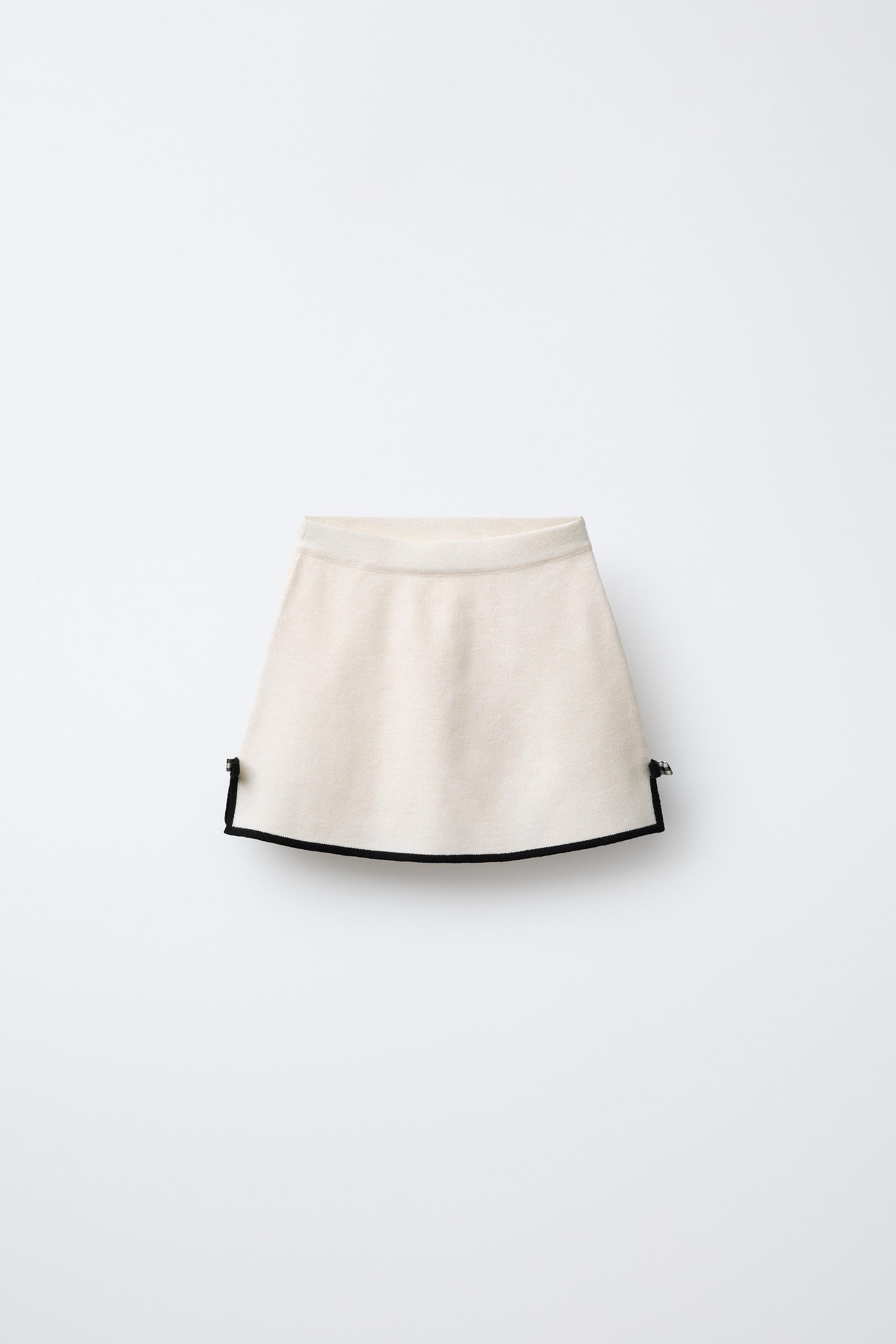 CONTRAST BOW KNIT SKIRT