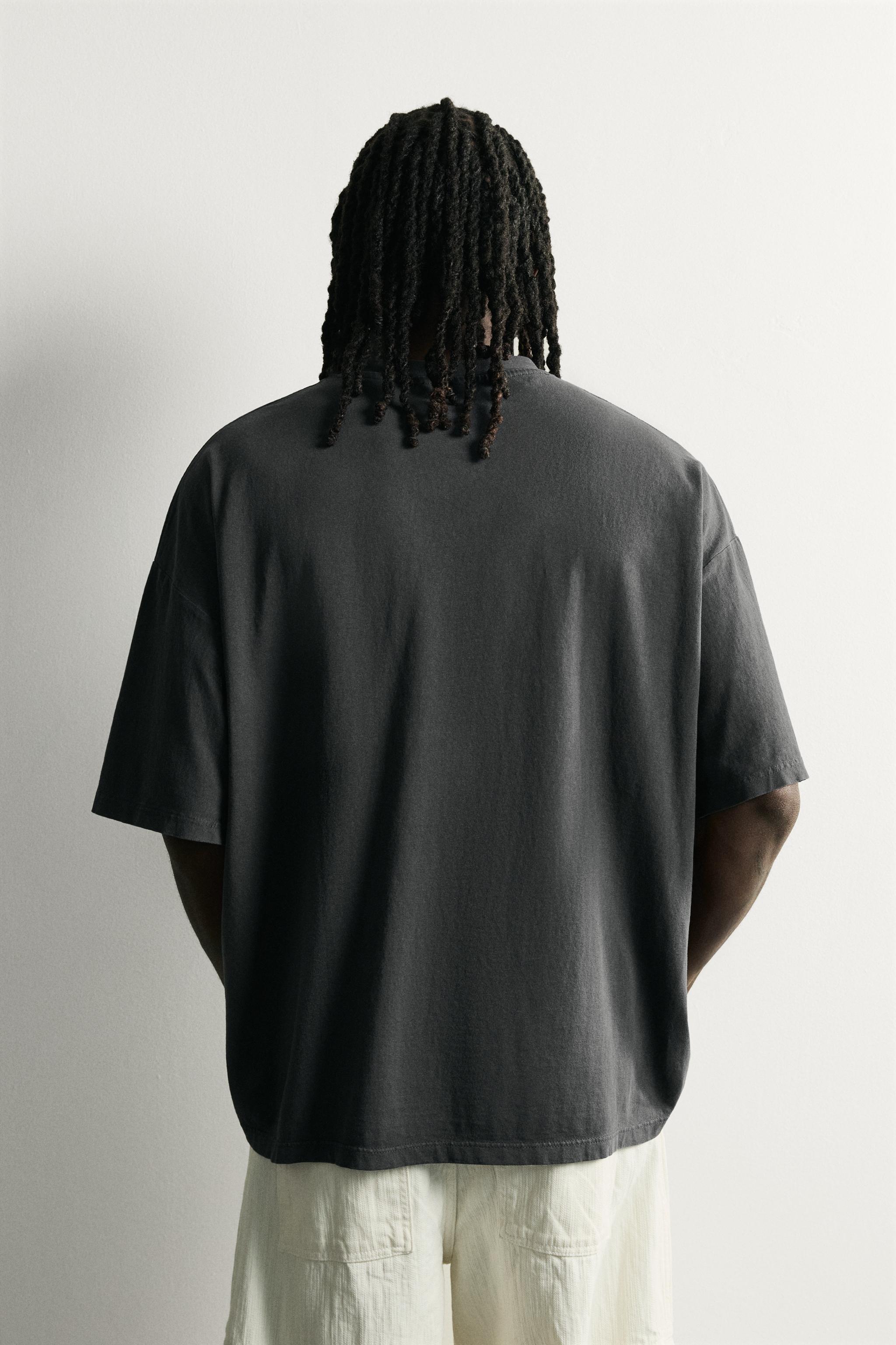 Мужские футболки Zara BASIC WASHED RELAXED FIT T-SHIRT — фото 2