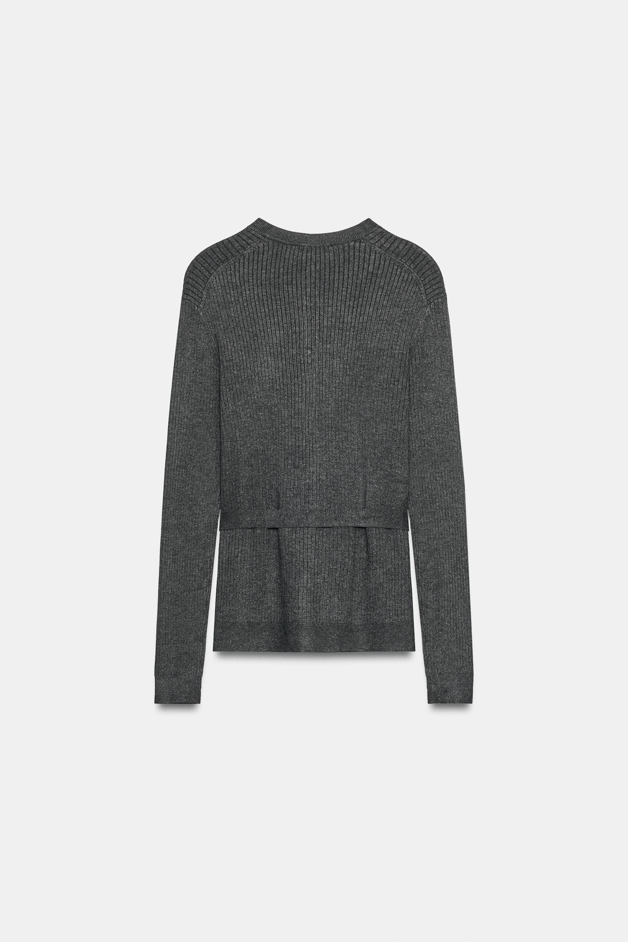RIB KNIT BELTED CARDIGAN
