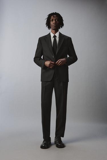 100% WOOL SUIT BLAZER - Black by Zara - Image 0