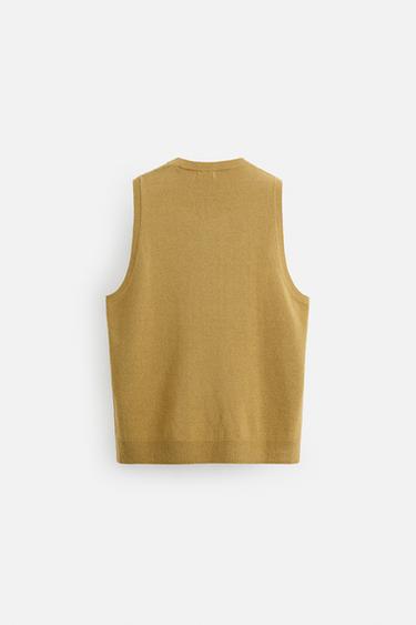 PULL SANS MANCHES EN MAILLE - Jaune de Zara - Image 7
