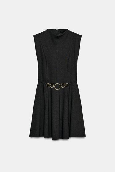 ROBE COURTE EN SERGÉ - Gris foncé de Zara - Image 4
