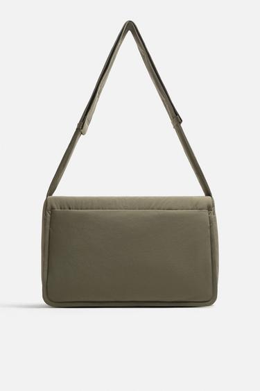 Zara NYLON SHOULDER BAG - Khaki Green