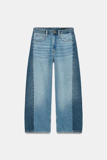 JEANS ZW COLLECTION ANKLE RELAXED TIRO MEDIO PATCHWORK - Azul de Zara