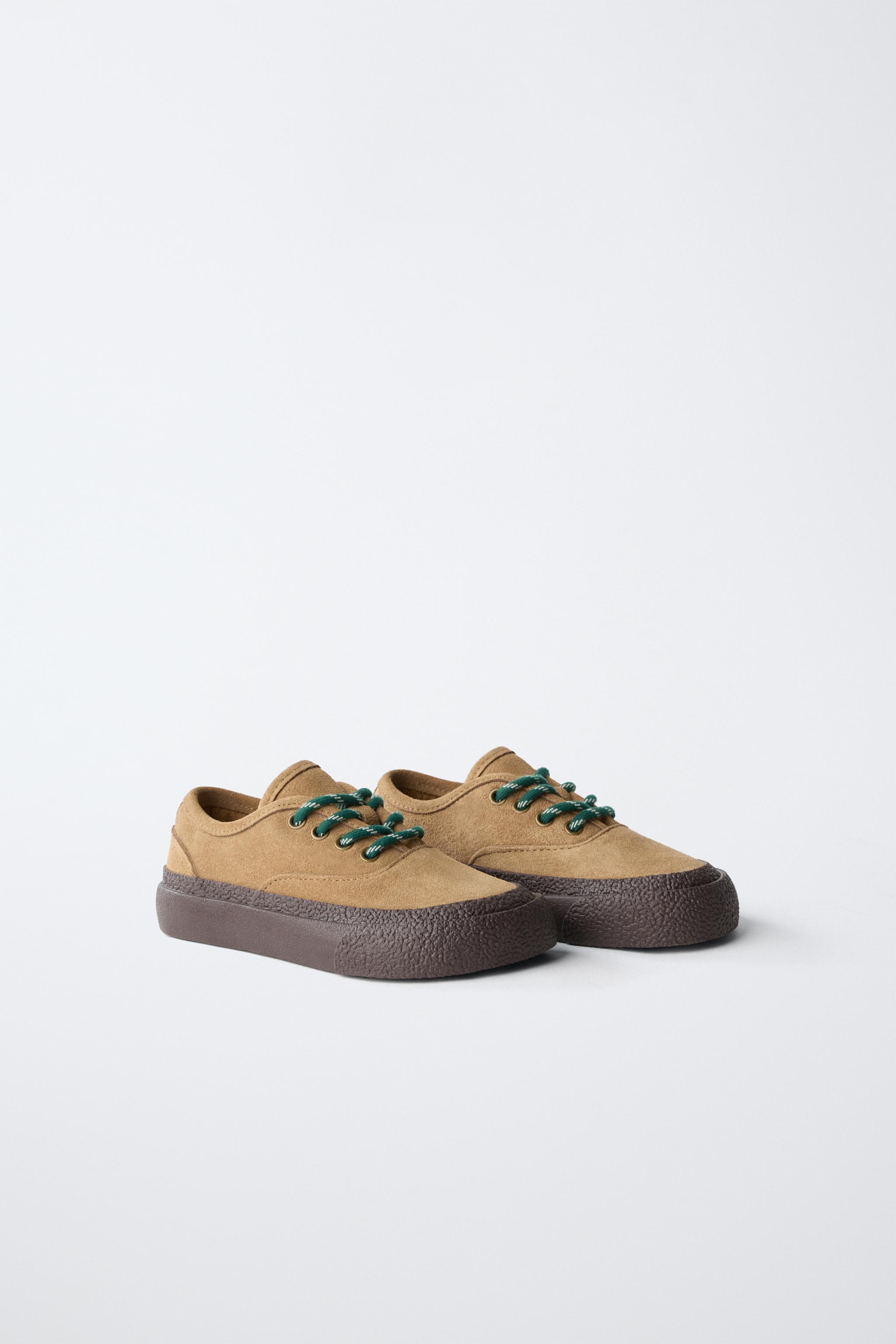 Детские кроссовки Zara CONTRAST LEATHER SNEAKERS — фото 2
