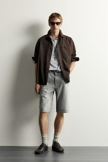 LOOSE FIT DENIM-BERMUDASHORTS - grå fra Zara