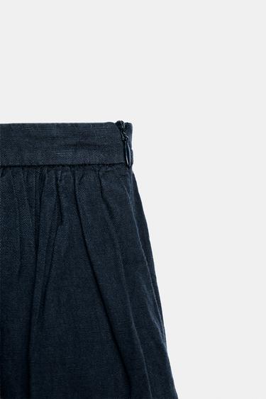 ZW COLLECTION LINEN BLEND MIDI SKIRT - Navy blue by Zara - Image 5