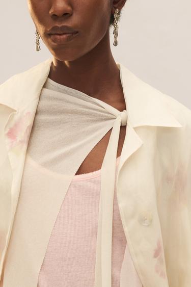 PRINTED SILK FROCK COAT - LIMITED EDITION - Oyster-white by Zara - Image 3