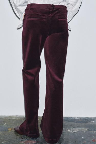 PANTALON ÉVASÉ EN VELOURS ZW COLLECTION - Bordeaux de Zara - Image 2