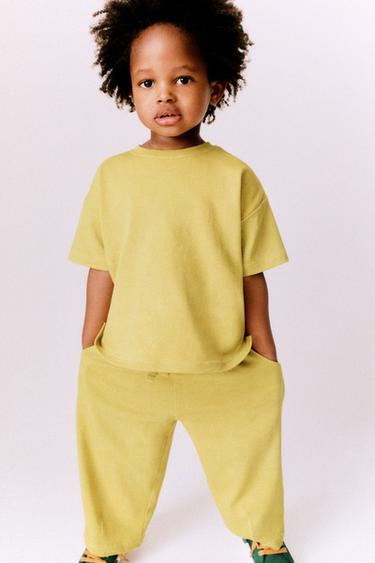 Zara SOLID WIDE LEG PANTS AND T-SHIRT SET - Olive green