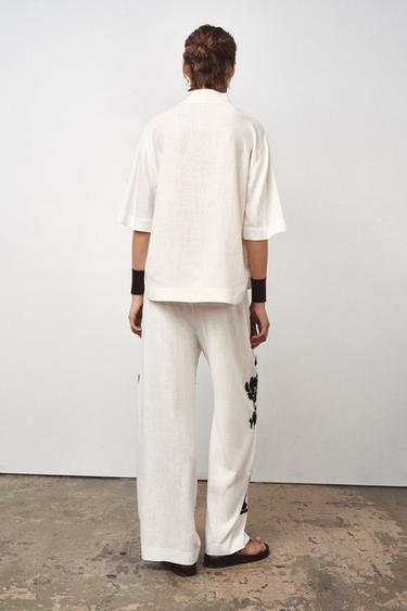 CHEMISE BRODÉE ZW COLLECTION - Blanc / Noir de Zara - Image 2