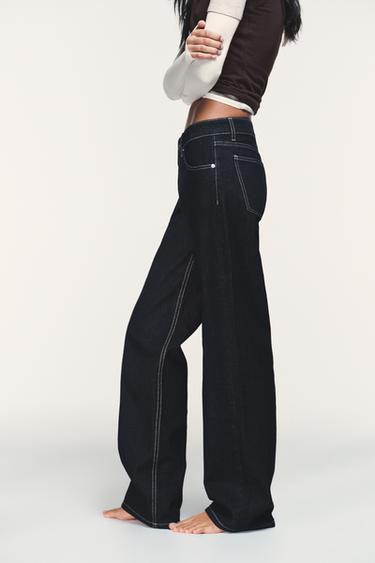 JEAN TRF WIDE LEG TAILLE BASSE - Bleu marine foncé de Zara - Image 4