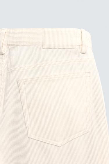REGULAR FIT CORDUROY TROUSERS - Oyster-white by Zara - Image 8