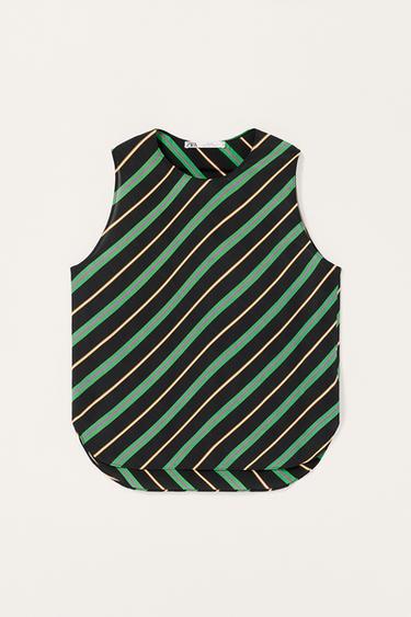 LIMITED EDITION STRIPED TANK SHIRT - Black / Green by Zara