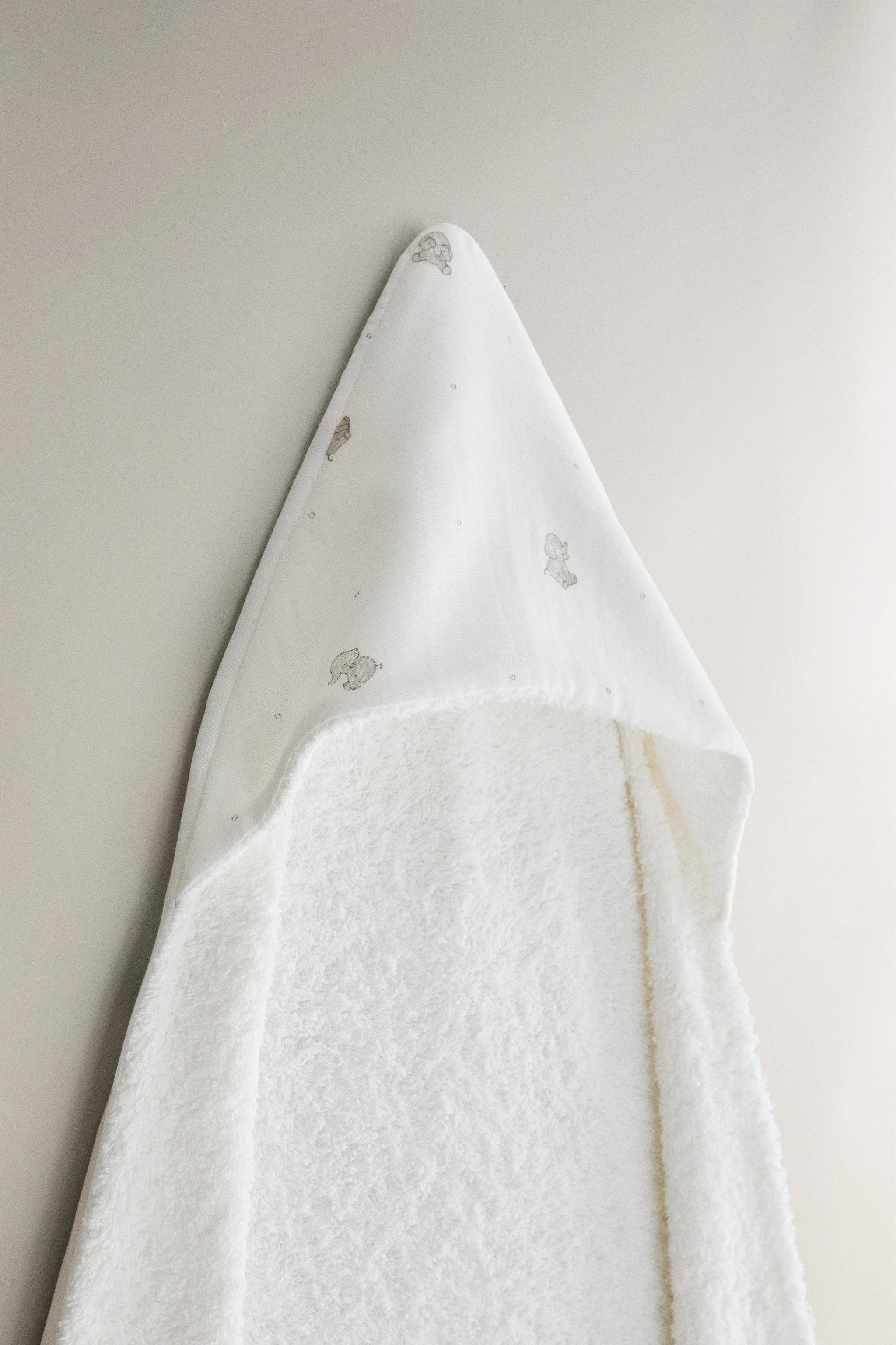 SERVIETTE DE BAIN CAPUCHE BÉBÉ ÉLÉPHANTS