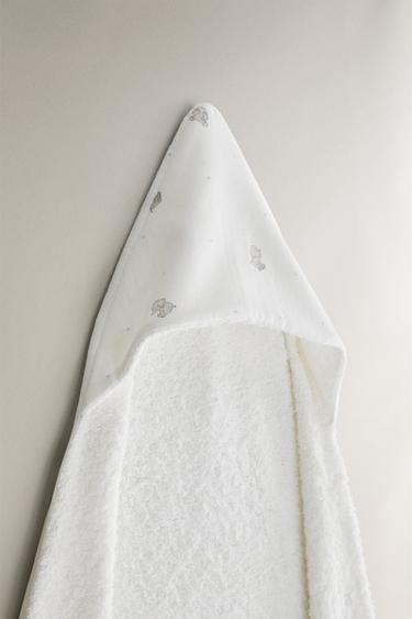 SERVIETTE DE BAIN CAPUCHE BÉBÉ ÉLÉPHANTS - Blanc cassé de Zara - Image 1