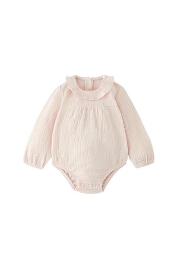TEXTURED BODYSUIT WITH RUFFLES