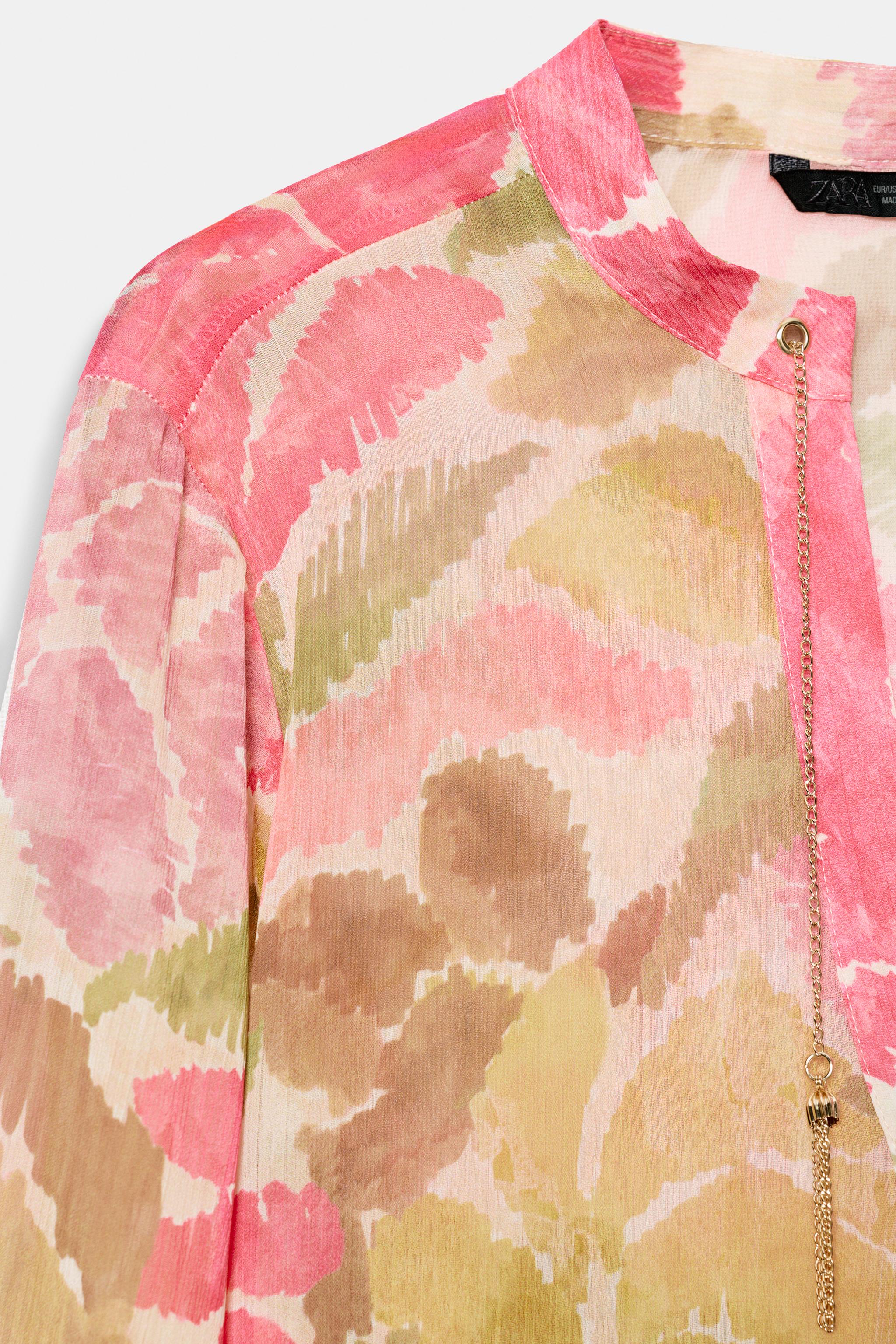 BEADED FLORAL PRINT BLOUSE