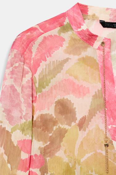 FLORAL PRINT BLOUSE WITH BEADING - Multicoloured by Zara - Image 9