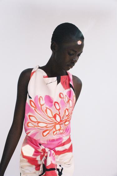 TOP SATINADO ESTAMPADO - Multicolor de Zara - Imagen 0