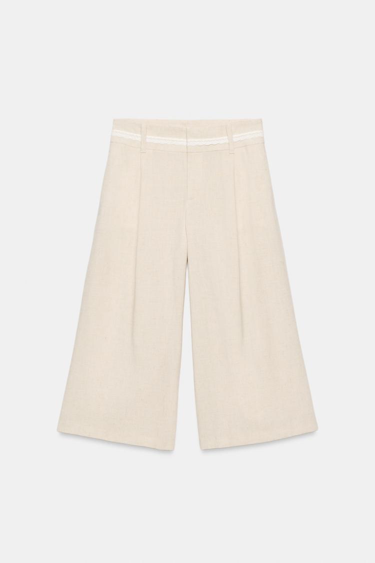 Pantalones cortos Bermuda de lino con encaje 5