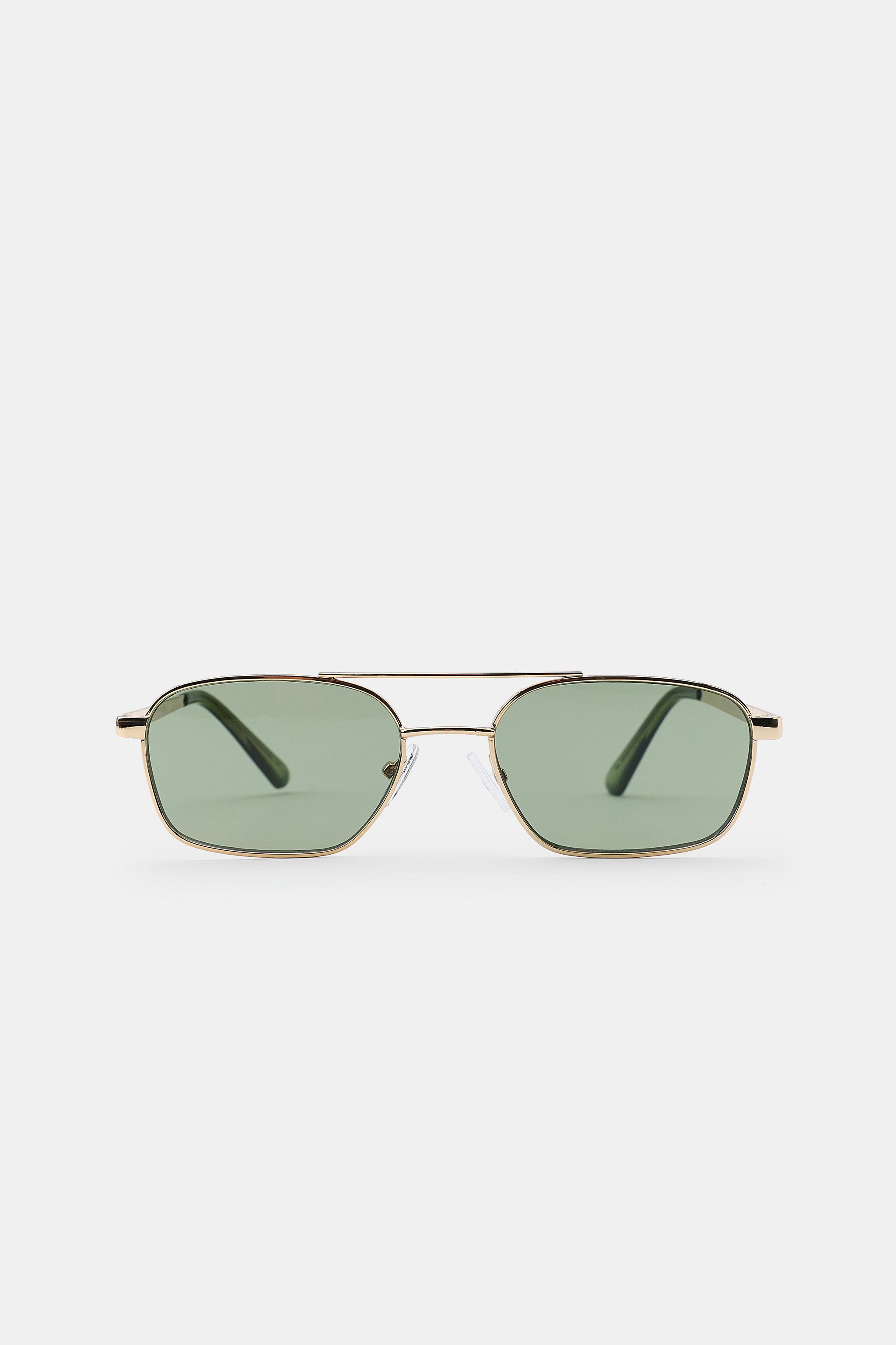 RECTANGULAR METAL SUNGLASSES — Golden
