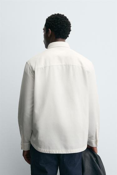 TEXTURED SHIRT WITH POCKET - Ecru by Zara - Image 2