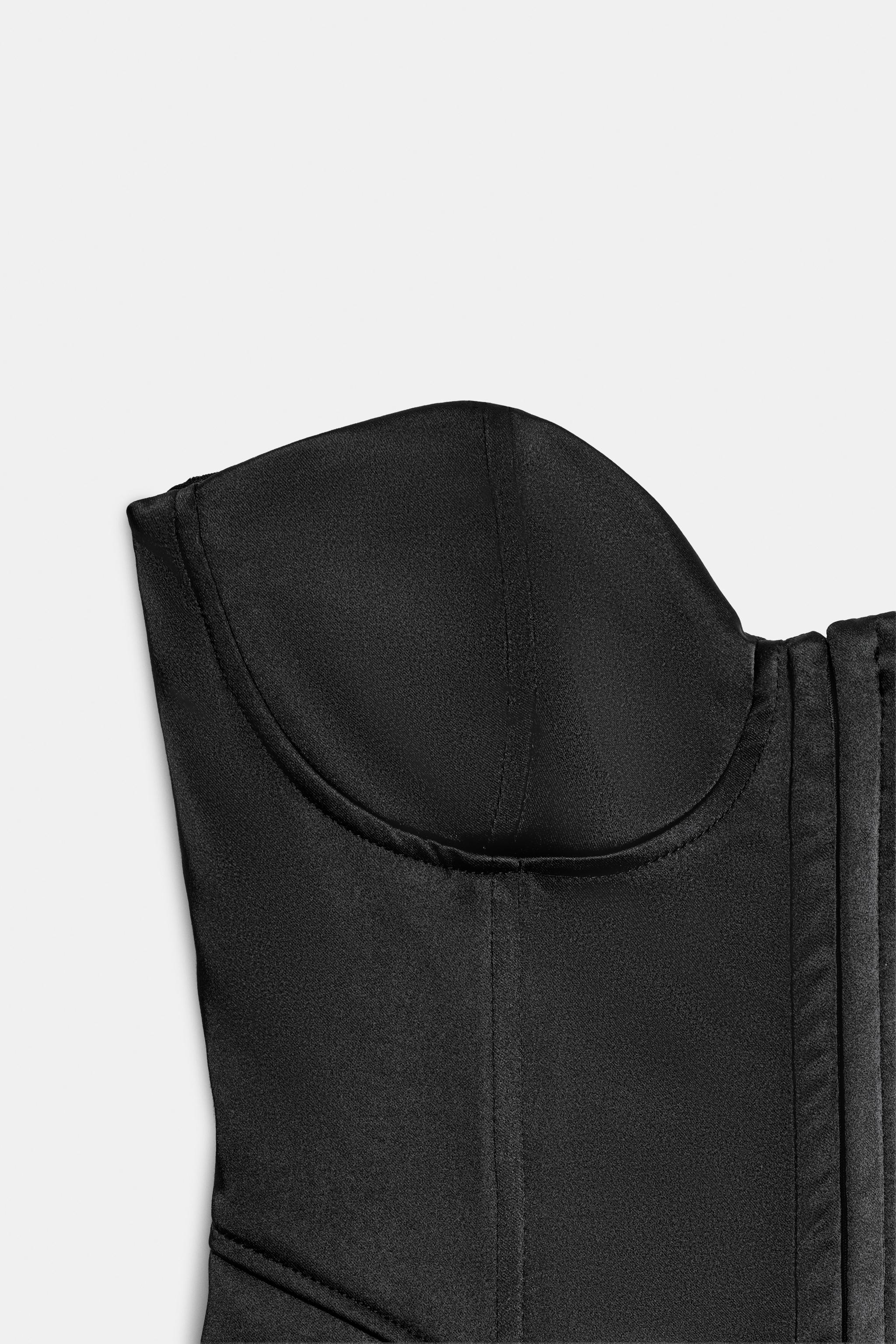 Zara KORSE TARZI SATEN STRAPLEZ TOP görsel 8