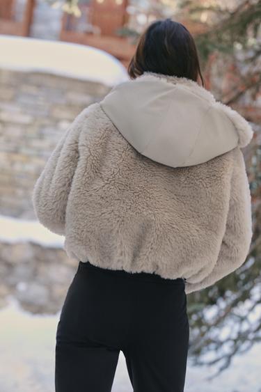 MANTEAU COURT À CAPUCHE EFFET FOURRURE RECCO® TECHNOLOGY SKI COLLECTION - Vison de Zara - Image 6