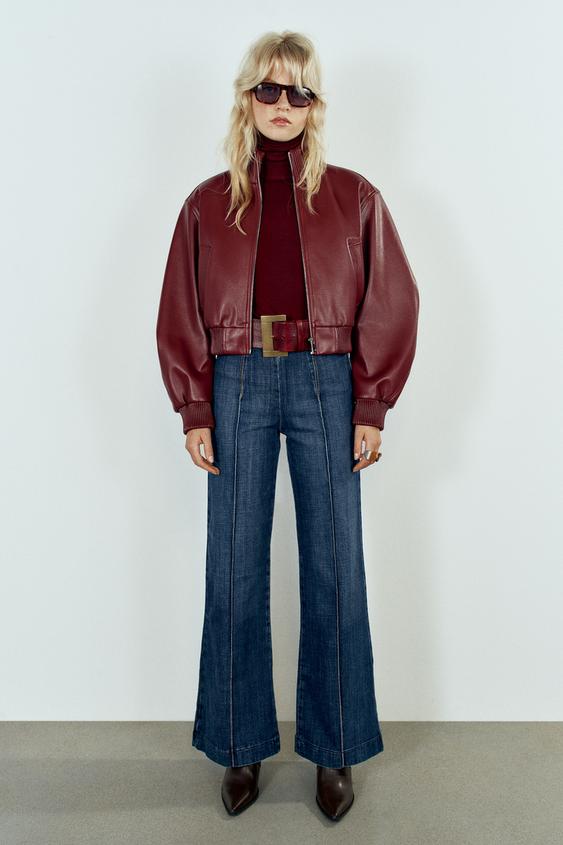 ÁO KHOÁC BOMBER NGẮN CÓ ĐỆM VAI - Màu đỏ từ Zara - Hình ảnh 0