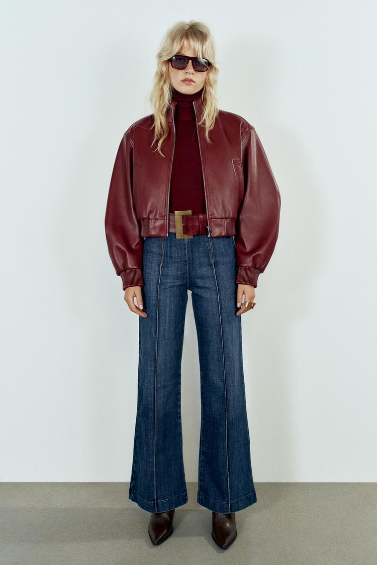 CROPPED SHOULDER PAD BOMBER JACKET