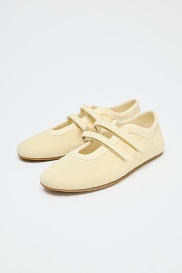 SATIN-EFFECT TOPSTITCHED BALLET FLATS - Yellow by Zara - Image 4