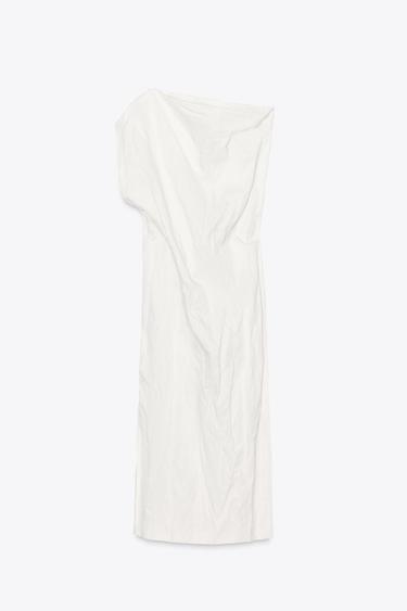 ROBE ASYMÉTRIQUE FROISSÉE ZW COLLECTION - Blanc cassé de Zara - Image 4