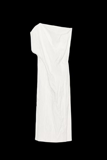Zara ZW COLLECTION ASYMMETRIC WRINKLED DRESS - Oyster-white - Image 0